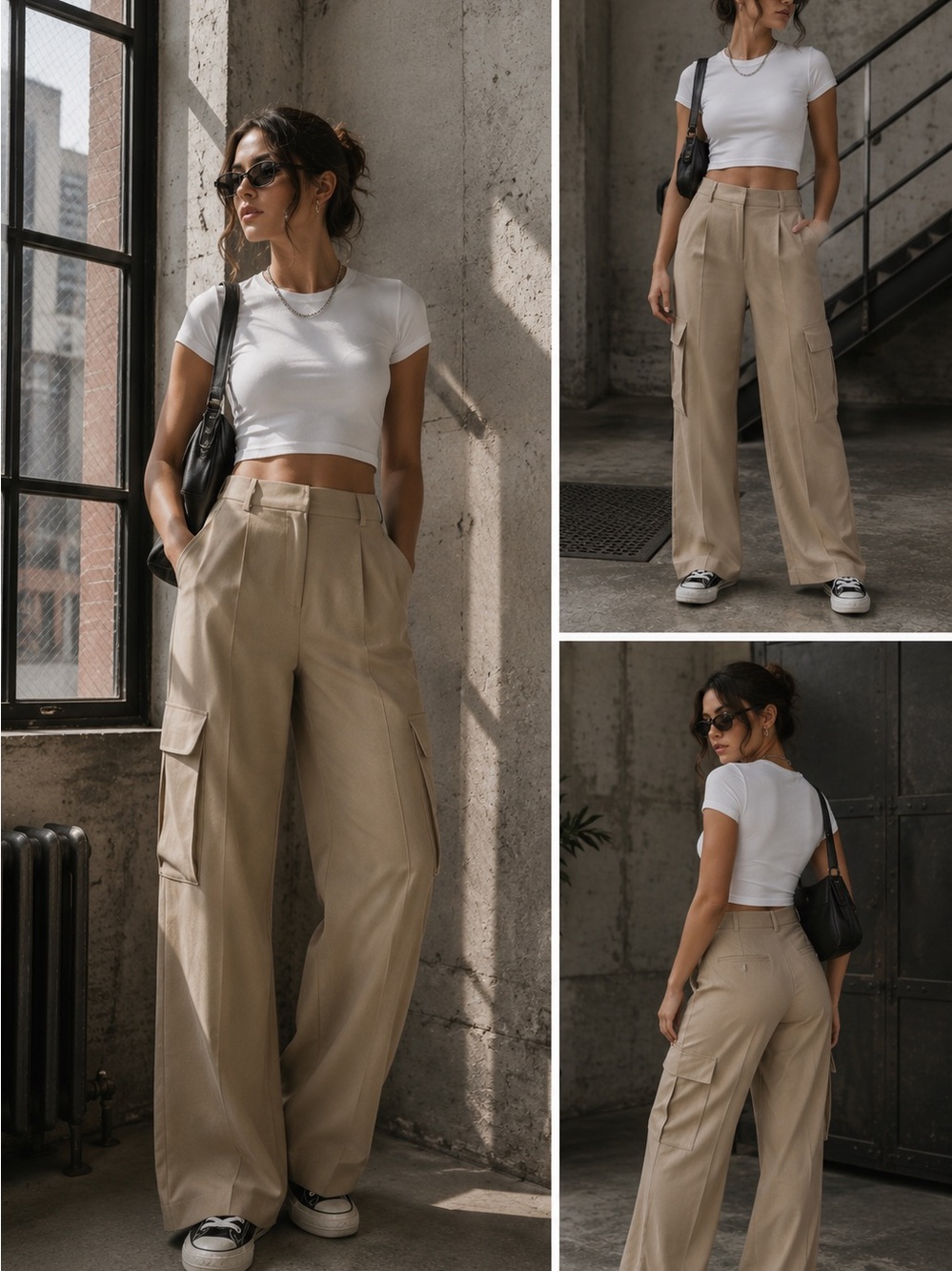 Dynamite “Gemma” Wide Leg Cargo Pant  - Rayon - Tan - Women’s 10